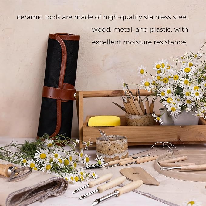 52 Clay Pottery Tool, Ceramic Sculpting Tools with Brushes, DIY Clay Tools Set for Carving, Craft, Dotting, Drawing, Shaping, Molding
