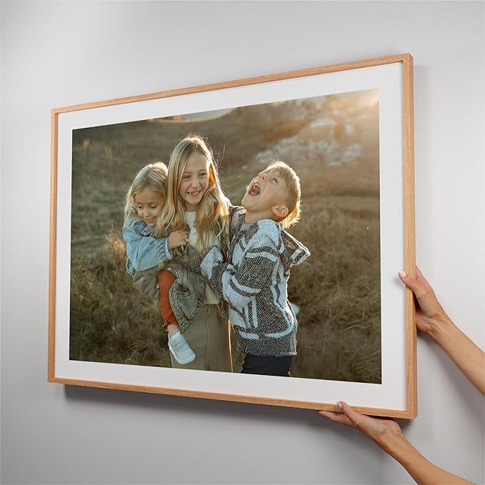 Mixtiles Official Custom Photo Tiles - Magnetic Wall Frames - Adhesive Sticker, no Nails - Personalized Printed Photos - Various Sizes and Frames - 36x27-1-Tile - Border Oak