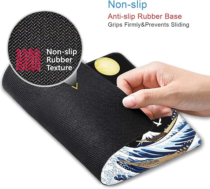 Mouse Pad, Japanese Kanagawa Anime Waves Mouse Pads for Desk,Waterproof Anti-Slip Rubber Gaming Mouse pad with Stitched Edges for Gaming Office Laptop Computer Men Women