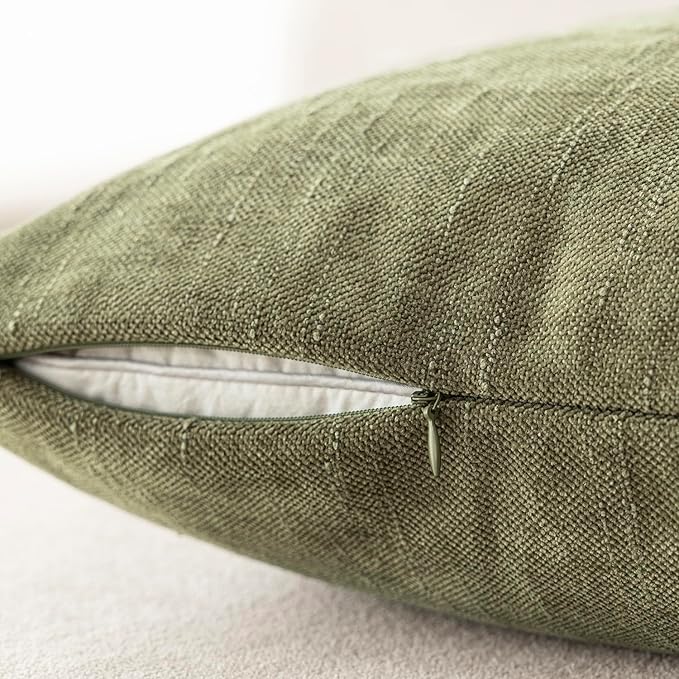 Foindtower Pack of 2 Soft Textured Chenille Throw Decorative Pillow Covers Square Accent Solid Cushion Cover Cozy Neutral Farmhouse Pillow Case for Couch Sofa Bedroom Living Room 20x20 Inch,Sage Green