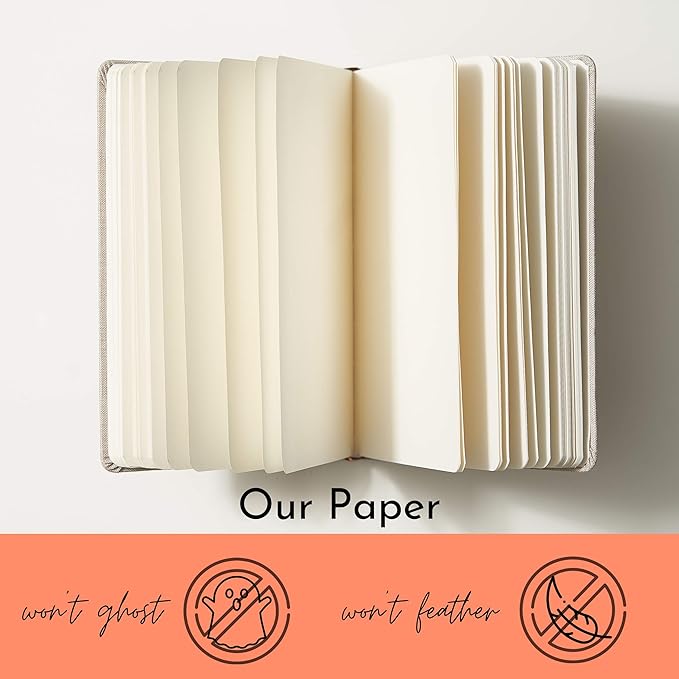 Portage Blank Hardcover Aesthetic Notebook Writing Journal – Bleed-Proof Paper Notepad for Journaling, High GSM, A5 Notebook, Cream Pages - Salmon, 6 x 8.5 Inches, 224 Pages
