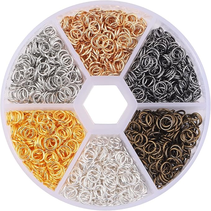 1200pcs Mixed 6 Colors Jump Rings Jewelry Making Supplies Open Jump Rings 5mm(0.2 inch) 21 Gauge Jump Ring for DIY Bracelet Earrings Necklace Jewelry Findings Connectors O Rings Jumprings