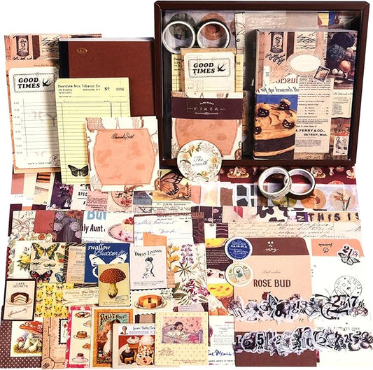 Scrapbooking Supplies Kit, 351pcs Bullet Junk Journal Kit with Journaling Supplies, Vintage Aesthetic Scrapbook Paper A6 Grid Notebook, Scrapbook Kit, Craft DIY Gift for Adult Teen Girl Kid Women