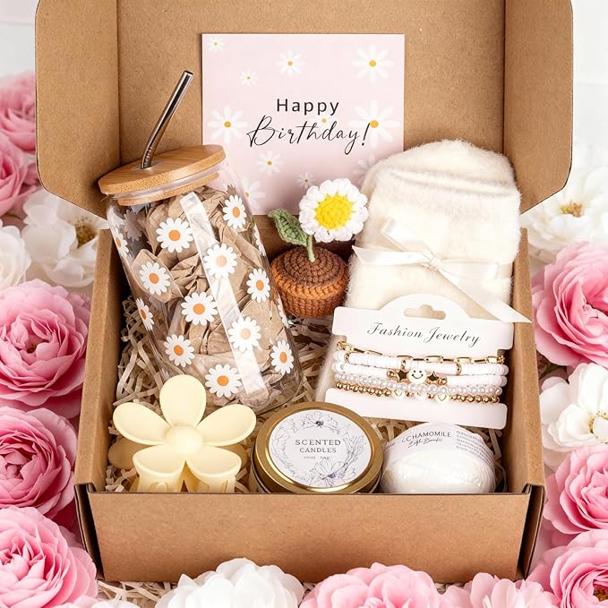 Birthday Gifts for Women, Self Care Gifts Baskets Care Package for Women, Happy Birthday Gifts for Teen Girls, Her, Mom, Sister, Best Friend, Wife, Girlfriend, Coworker, Sending Sunshine Sunflower