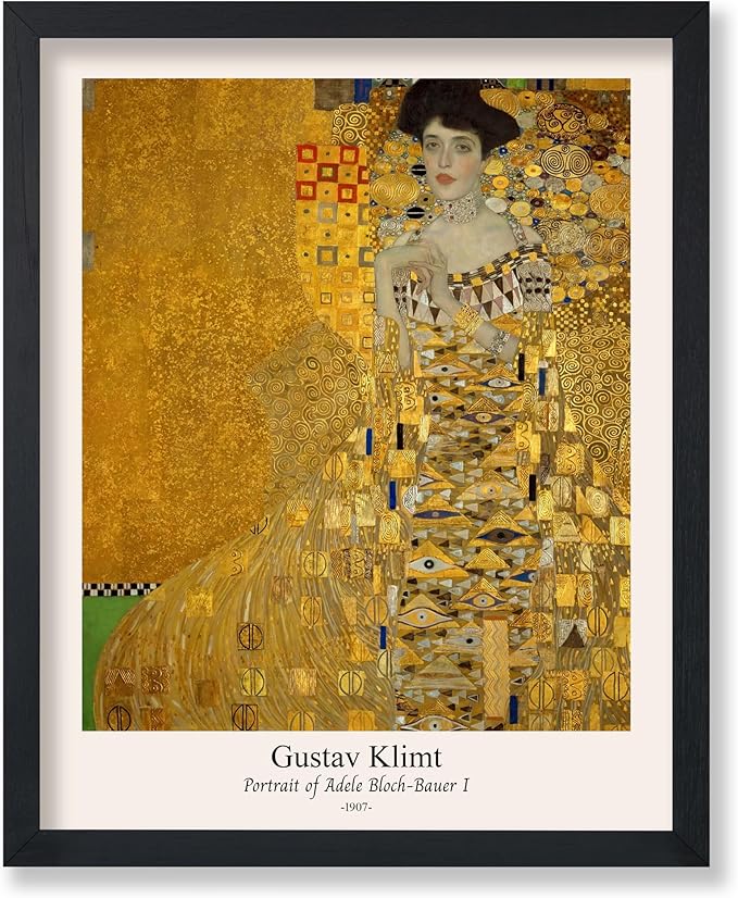 Poster Master Vintage Gustav Klimt Poster - Retro Portrait of Adele Bloch-Bauer Print - Art Nouveau - Lady in Gold Art - Gold Leaf Art - Classic Painting - Living Room Decor - 16x20 UNFRAMED Wall Art