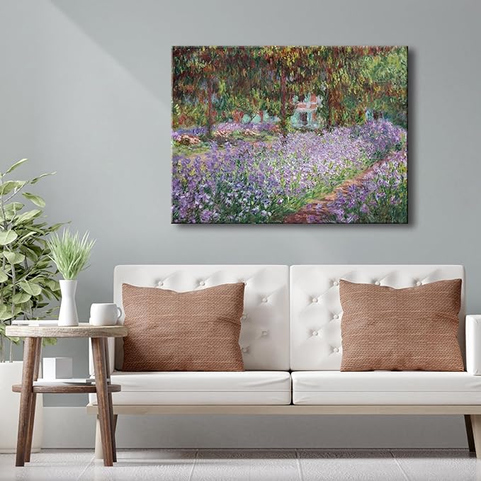 Wieco Art Canvas Print Wall Art Irises in Monet's Garden,1900 by Claude Monet Impressionism Art Print Picture Artwork for Living Room Bedroom Home Kitchen Decorations