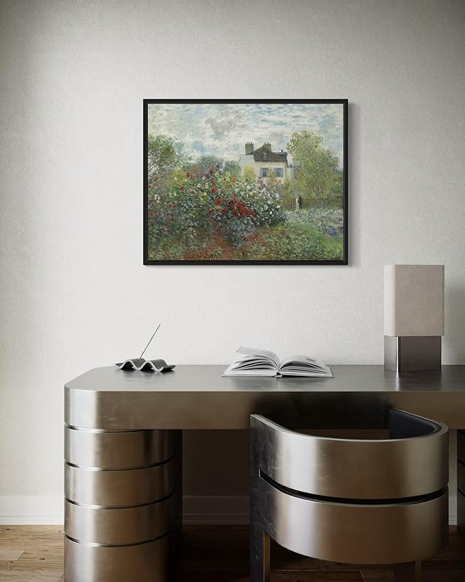 The Garden Claude Monet Wall Art Print Poster, Impressionist Painting Wall Art Wall Decor, for Bedroom and Living room Bathroom Decor 115 (The Garden, 8 x 10 inches, Black Frame)