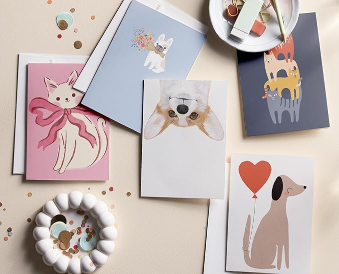 Minted Pets Greeting Cards Pack, Set of 5, Blank Note Cards with Envelopes, Chic, Stylish & Curated Folded Blank Stationery Cards with Envelopes, Inspired Designs, Designed by Independent Artists