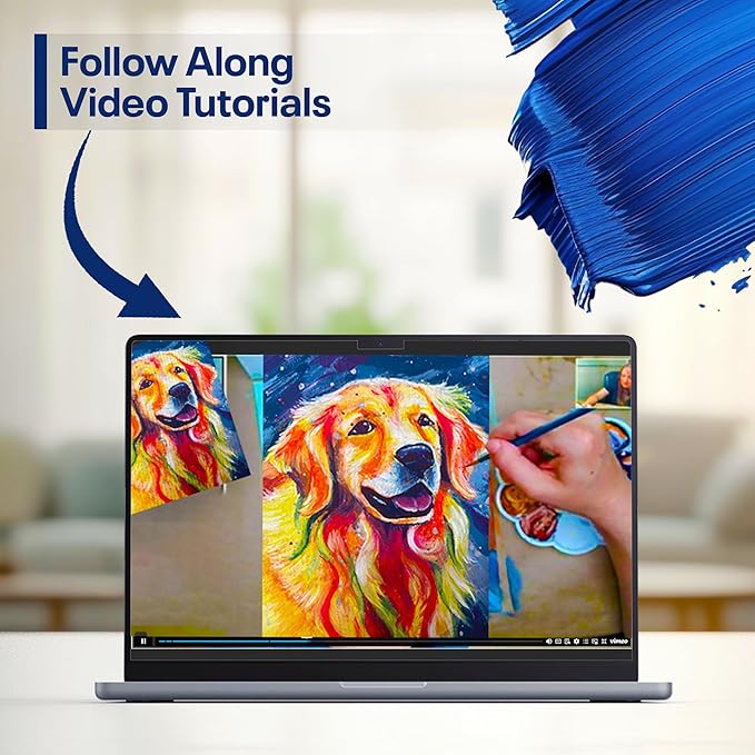 DIY Painting Class Kit for Adults with Video Tutorials: Learn to Paint Radiant Retriever – How to Paint with Acrylics – Painting & Art Supplies – 9 Piece Acrylic Paint Set