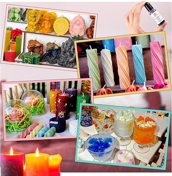 HTVRONT Candle Dye - 16 Vivid Colors Liquid Candle Wax Dye, High Concentrate Candle Dye for Soy Wax, Beeswax, Gel Wax, Palm Wax - 10ml/ 0.35 oz