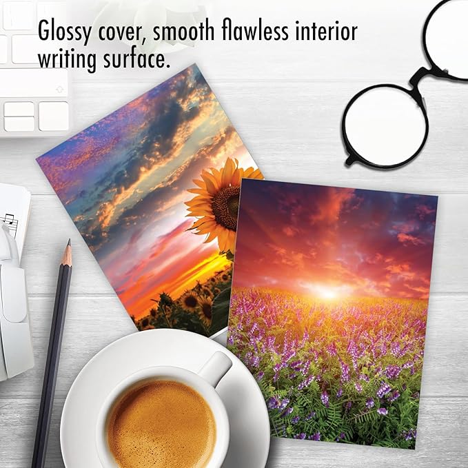 The Best Card Company - 20 Landscape Nature Note Cards Blank (4 x 5.12 Inch) (10 Designs, 2 Each) - Blooming Sunsets AM9263OCB-B2x10