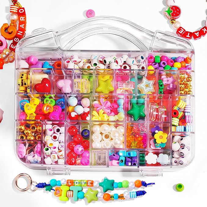 DIY Bag Charm Making Kit Bead Keychain Making Kit Letter Beads for Christmas Party, Family Activity Art Craft Bag Charm for Jewelry Making Supplies Personalized Alphabet A-Z Beads DIY Crafts