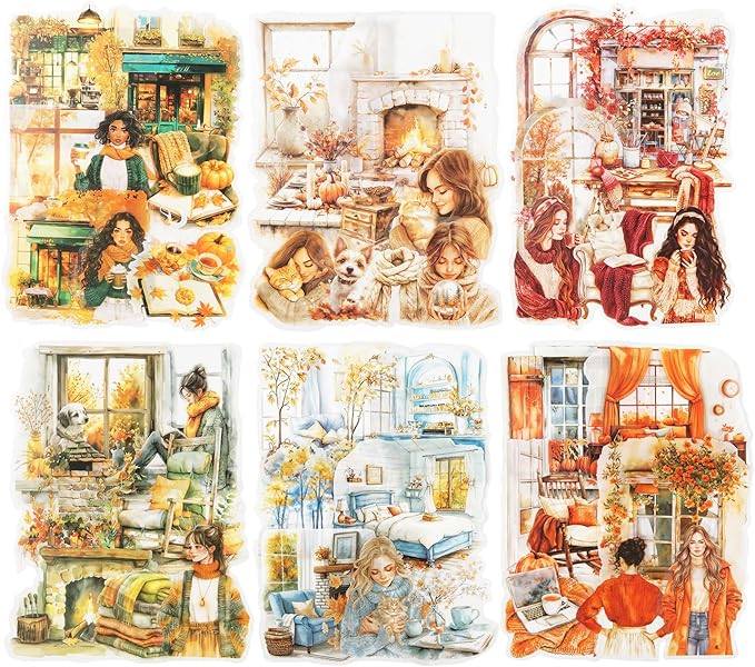 120 Pcs Coffee Themed PET Stickers Set, Vintage Aesthetic Stickers for Scrapbooking, Journaling, and DIY Crafts