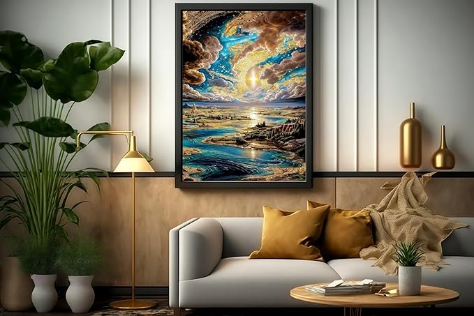 JYXSJYYD Paint by Numbers Kit for Adults Beginner,Sky River Paint by Number Kits Canvas Without Framed,Earth DIY Acrylic Oil Painting Adults Paint by Numbers Kits for Home Wall Decor 16x20 Inch