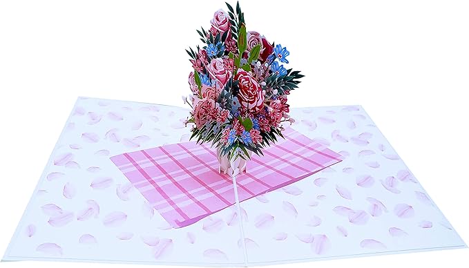 iGifts And Cards Springtime Roses Bouquet 3D Pop Up Greeting Card - Mothers Day, Anniversary, Happy Birthday, Thinking of You, Elegant, I Love You, Friendship, Special Occasion, Thank You, Cute, Fun
