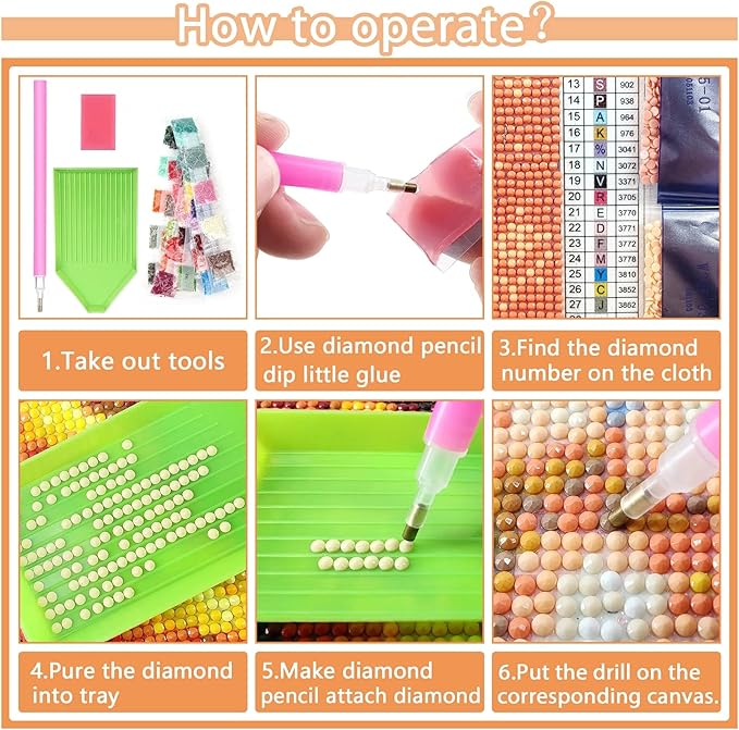 Eterkosu Fall Pumpkin Diamond Art Kits for Adults Beginners - Gnome 5d Full Drill Round Diamond Art Kits Diamond Dots Paintings with Diamonds Gem Art Rhinestones Picture Crafts