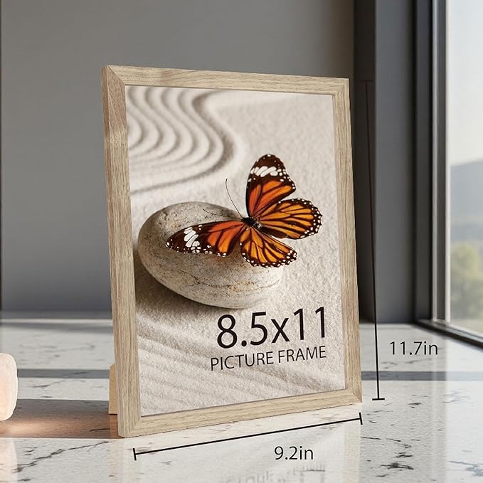 Memory Island 8.5x11 Photo Frames for Wall and Tabletop Display, 8.5 by 11 Walnut Wood Grain Picture Frames with HD Plexiglass, Set of 15