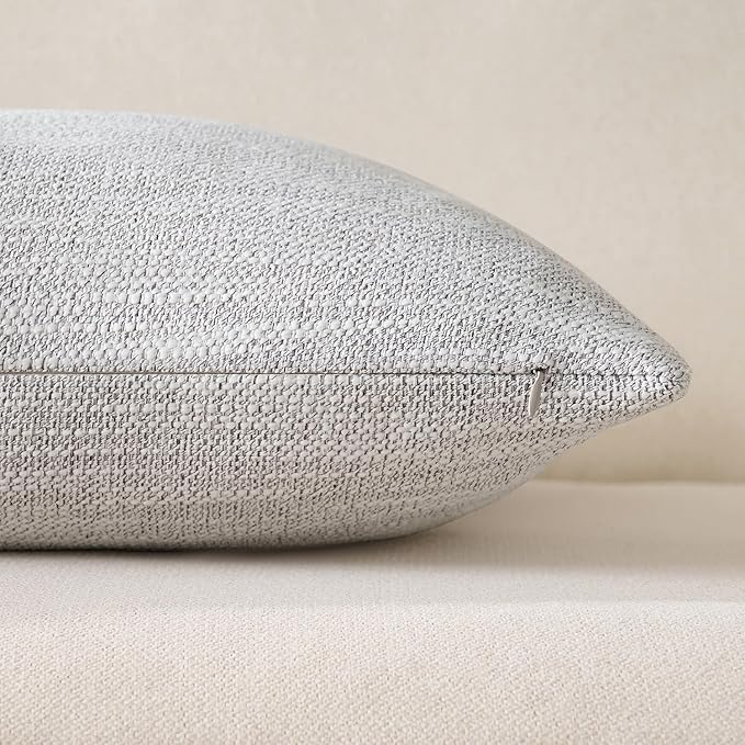 Meekio Set of 2 Linen Look Light Grey Pillow Covers 20x20, Decorative Throw Pillow Covers for Couch, Sofa, Bed & Living Room Decor