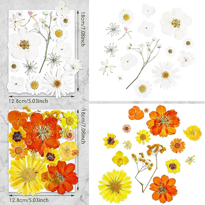 Nuanchu Dried Flower for Crafts Resin Pressed Flowers Bulk Real Dried Wildflowers Leave Natural with Tweezer for Scrapbooking Resin Mold Nail Soap Candle Cake Card Making DIY Christmas Craft Supplies