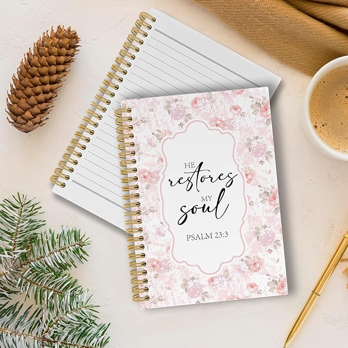 Pugwak Christian Journal Notebook - Watercolor Bible Verse Religious Scripture Notebooks College Ruled for Work School, Gifts for Women, Office Supplies, Hardcover Spiral Notebook 5.5"x8.3"