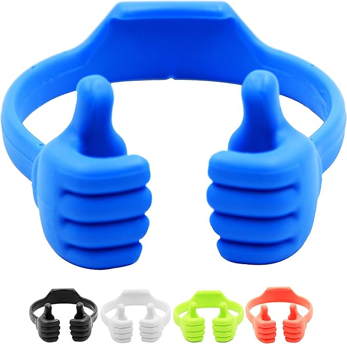 Thumbs-up Cell Phone Stand, Honsky Pack of 5 Universal Flexible Multi-Angle Cute Desk Phone Holder, Compatible with Tablet Android Smart Cellphone Travel, Blue Black Green White Pink
