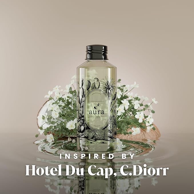 A U R A - Cannes Fragrance Oil for Waterless Scent Diffuser - Inspired by D.ior-Eden-ROC | (6.7 fl oz, 200 ml) Pure Essential Oil Blends for Aromatherapy Diffuser & Hotel Collection Oil Diffuser