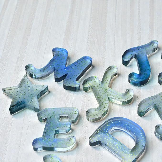 Obverse Alphabet Resin Mold 167Pcs Set – Reversed Letter Silicone DIY Epoxy Casting Kit for Making Ornament Keychain & Pendant Jewelry
