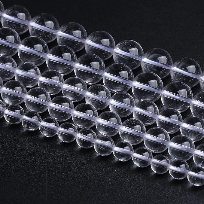 8MM 45PCS Natural Clear White Crystal Quartz Gemstone 3A Grade Round Loose Beads for Jewelry Making DIY Bracelet 1 Strand 15''