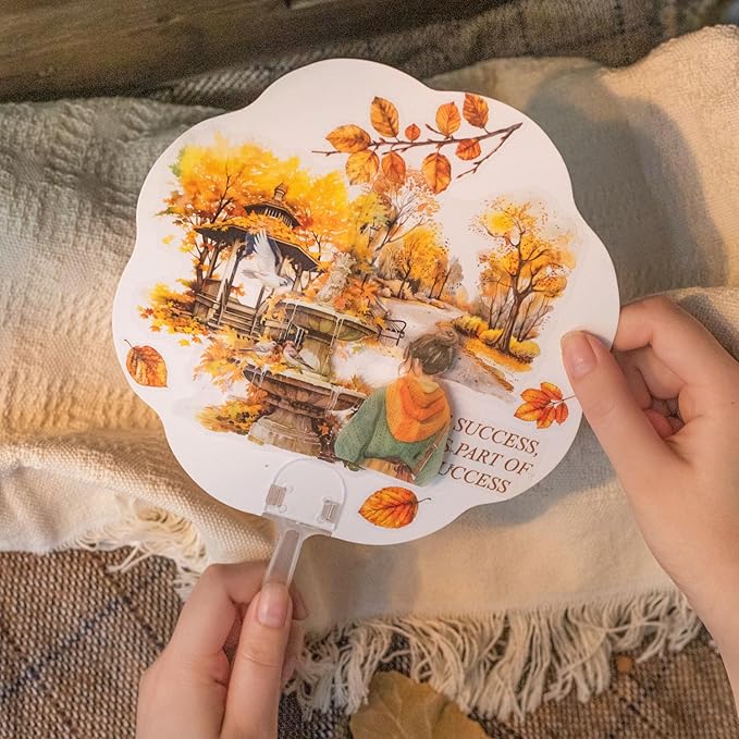 Autumn Themed PET Stickers Set, 60PCS Large Landscape Stickers for Scrapbooking, Journaling, DIY Crafts, and Art Projects