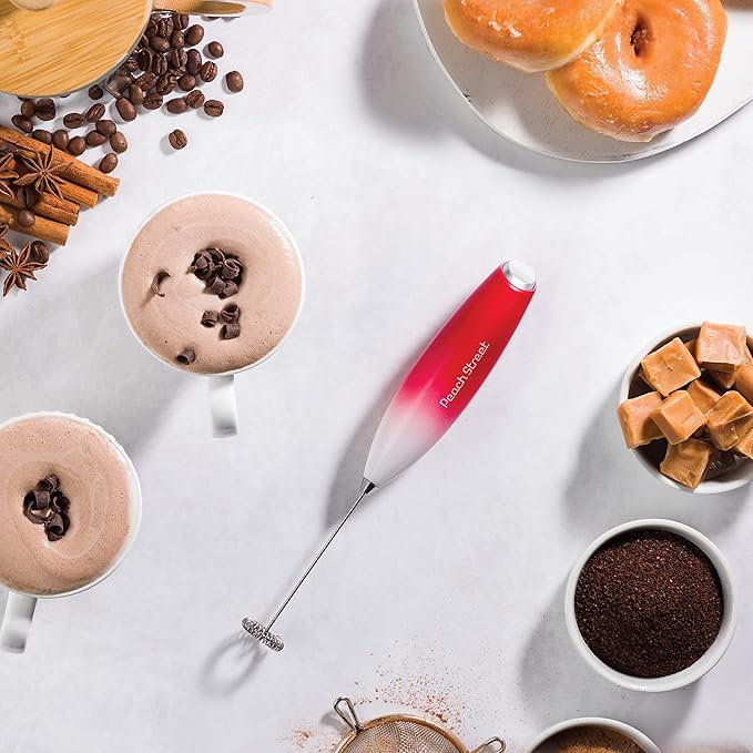 Powerful Handheld Milk Frother, Mini Milk Foamer, Battery Operated (Not included) Stainless Steel Drink Mixer for Coffee, Lattes, Cappuccino, Frappe, Matcha, Hot Chocolate.