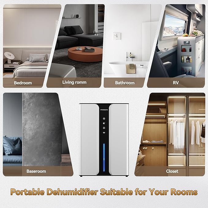 Home Dehumidifier with Drain Hose, (950 sq.ft) 95oz Quiet dehumidifier for Bedroom Bathroom, with Air Reusable Filter Indoor deshumidificador for Basement RV Closet