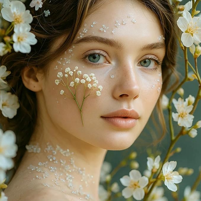 100Pcs White Baby’s Breath Dried Pressed Flowers - 4'' Real Natural Flat Flower Bulk Pack for Resin Art, DIY Craft, Wedding Invitations, Scrapbooking, Soap, Frame, Cake & Home Decoration