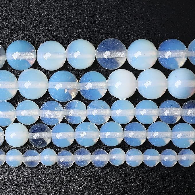 8mm 45pcs AAA Natural Stone Beads White Opal Round Loose Crystal Energy Healing Power Stone Beads for Jewelry Making DIY Bracelet (8mm, White Opal Stone)