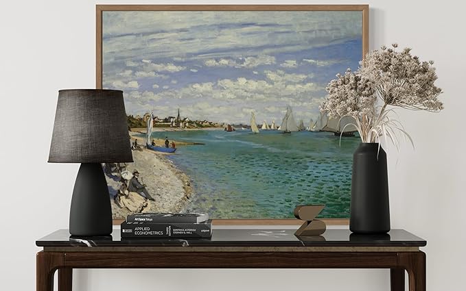 Regatta at Sainte Claude Monet Wall Art Print Poster, Impressionist Painting Wall Art Wall Decor, for Bedroom and Living room Bathroom Decor 115 (Regatta at Sainte, 16 x 20 inches, Wood Frame)