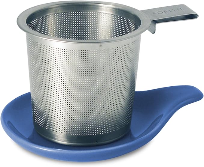FORLIFE Hook Handle Tea Infuser and Dish Set, Blue