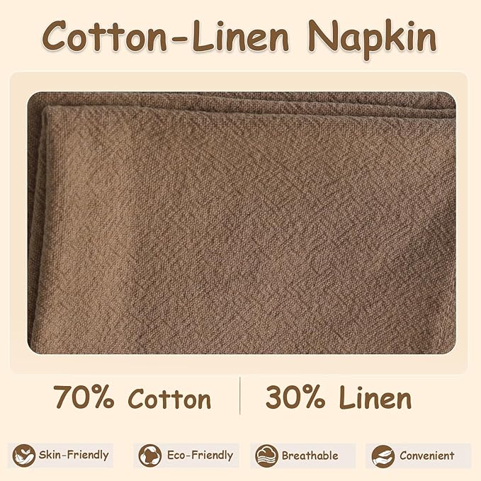 Urby Eco Hanky 10x10in Reusable Linen/Cotton Napkins. Small Cloth Napkins. Eco Friendly. Ideal Use As Kids Napkins for Lunch. Dinners. Occasions Like Weddings,Birthday,Cocktail Parties. (KH,6pk)