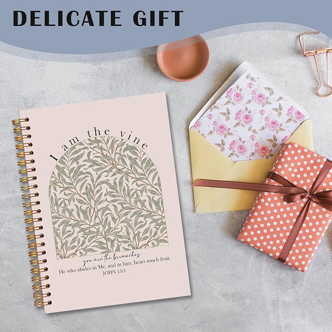 Vine Christian Spiral Notebooks, John 15:5 Bible Verse Journal, Religious Scripture Journals for Writing, Christian Gifts for Women Men, Bible Notebook for Note Taking, 5.5x8.3 Inch