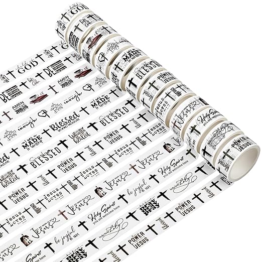 Janlaugh 24 Rolls Christian Washi Tape Gifts Bulk Religious Inspirational Scripture Supplies Bible Verse Tape for Bible Study Journaling Crafting Christmas Stocking Stuffers Gift(Simplicity)
