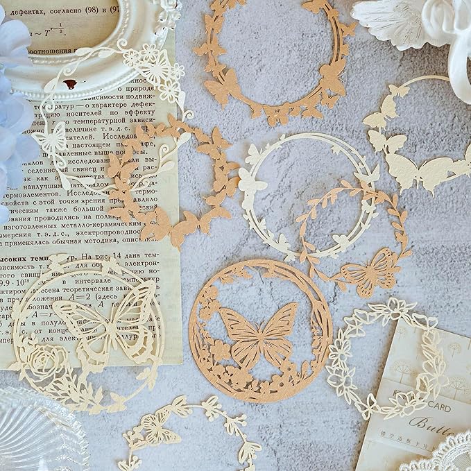 60pcs Decorative Card Paper Frames for Scrapbooking, 6 Packs Flower Lace Wreath Cutouts, Die Cut Border Card for Cardmaking Junk Journals Collage Decoupage Art Crafts Project DIY