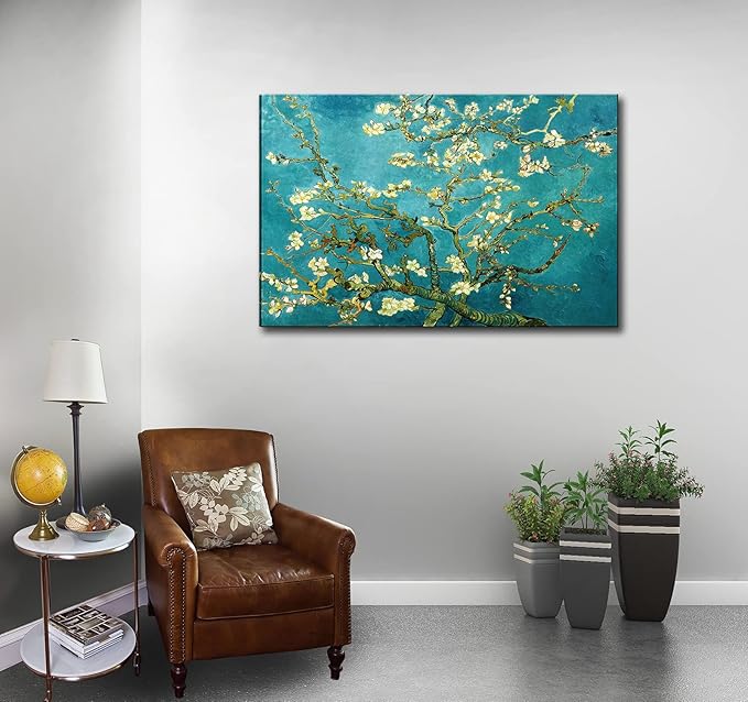 msspart Almond Blossom Tree by Vincent Van Gogh Oil Paintings Reproduction, Giclee Canvas Prints Wall Art for Bedroom Bathroom Home Decorations 24"x36"