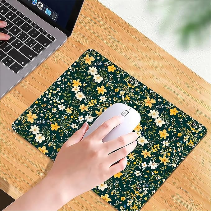 Square Mouse Pad Wild Flower 2, Personalized Premium-Textured Custom Mouse Mat Design, Washable Mousepad Cloth, Non-Slip Rubber Base Computer Mouse Pads for Wireless Mouse