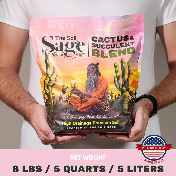 Cactus & Succulent Potting Mix - 5 Dry Quarts Premium Gritty Fast Draining Soilless Potting Mix for Cactus, Succulents, Jade, Aloe Vera - Healthy Roots - Made in USA