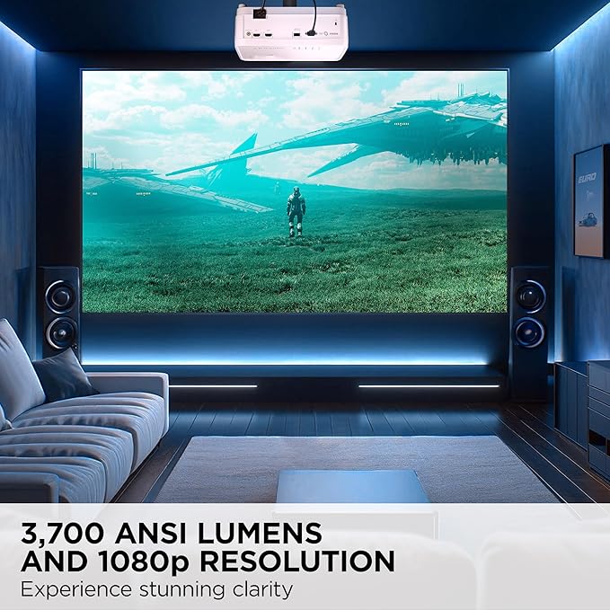 ViewSonic PX700HDH DLP 1080p Projector with 3700 Lumens, Supercolor, 1.1x Optical Zoom, 22000:1 Contrast Ratio, Dual HDMI, and Vertical Keystone for Home Theater