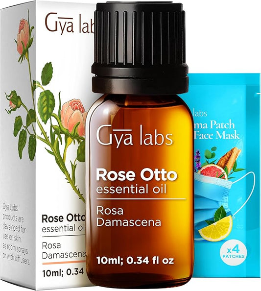 Gya Labs Rose Otto Essential Oil - 0.34 Fl Oz - for Hair, Skin, Diffuser, Aromatherapy & DIY Candle Making Scent