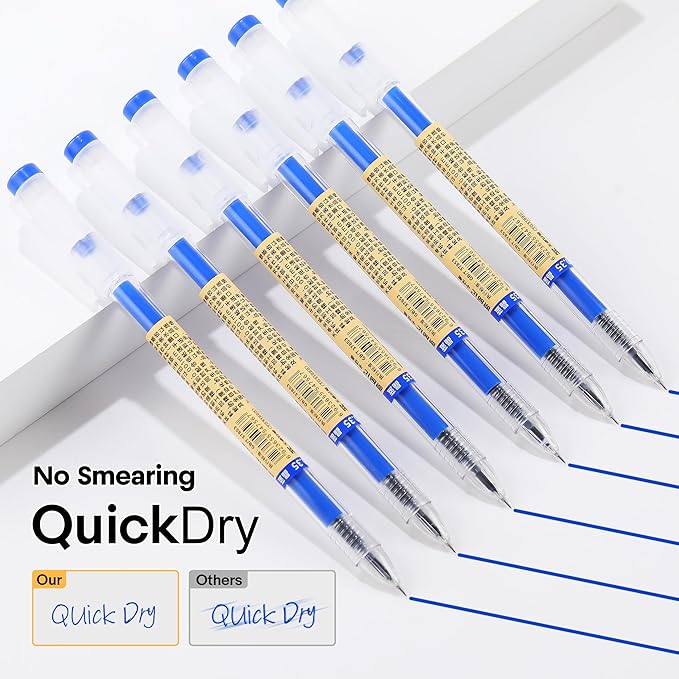 RIANCY 12 Pack Blue Gel Ink Pens, 0.35mm Extra Fine Point, Smooth Writing Rollerball Pens, Japanese Style Quick Dry No Smear No Bleed Ballpoint Pens for Journaling Note Taking Office School Supplies