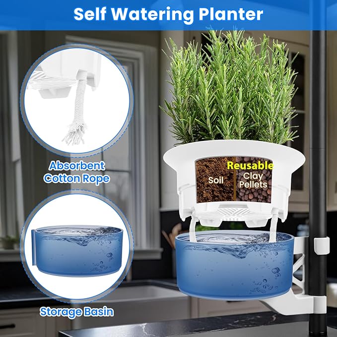 Large Plant Venus Fly Trap Terrarium Kit with Grow Light Timer&Metal Stand, African Violet Pots Self Watering Planter for Herbs,Carnivorous Plants,Valentine Gardening Gifts for Mom Women Garden Lover