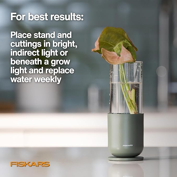 Fiskars Plant Propagator, 1 Piece – Single Decorative Glass Propagation Vase with Metal Base for Rooting Plant Cuttings and Hydroponic Display