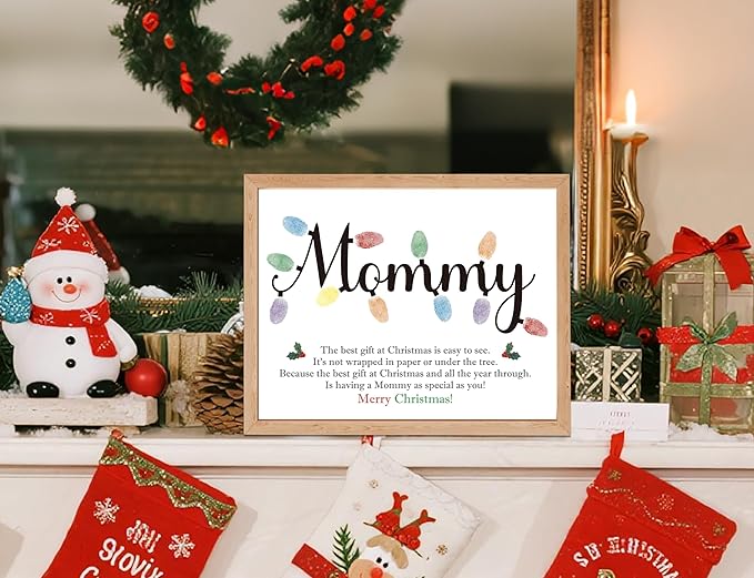 Baby First Christmas Handprint Art Craft Kit for Mommy, 10 Pcs Christmas Crafts Bulk DIY Handprint Card Making for Winter Holiday Activities, Funny Finger Paint Keepsake Gift for New Mom Mothers