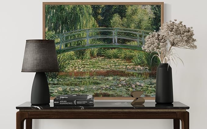 The Japanese Footbridge Claude Monet Wall Art Print Poster, Impressionist Painting Wall Art Wall Decor, for Bedroom and Living room Bathroom Decor 115 (The Japanese Footbridge, 16 x 20 inches, Wood Frame)