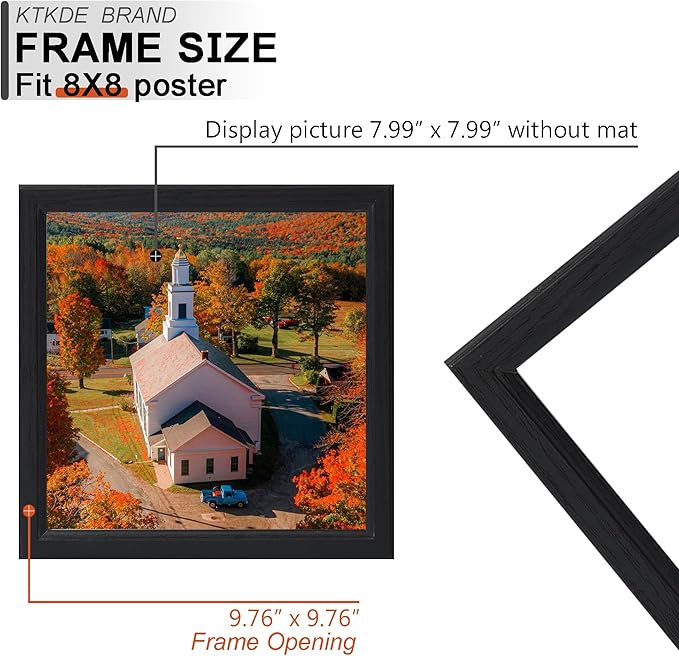 KTKDE 8x8 Picture Frame Set of 3, Wooden frames black, Wall Hanging for Tapletop Display, Best Square Photo Frame Studio Gallery for Photos, Posters & Art Prints